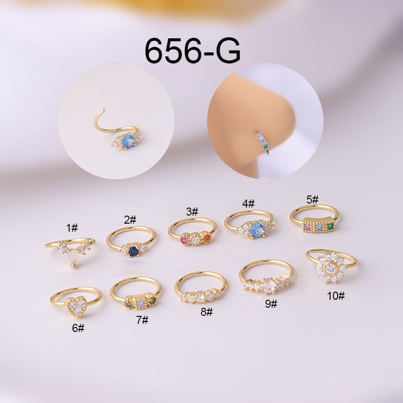 Drop shipping New Design 8MM Colorful CZ Hoop Nose Piercing Jewelry Gold & Silver and Rose Gold Stainless Steel Nose Ring