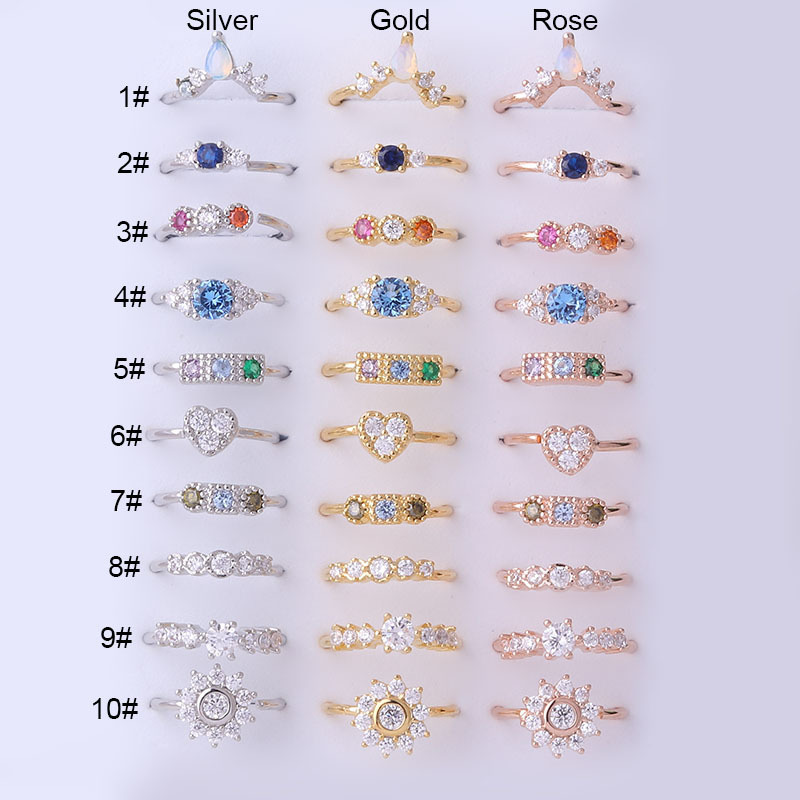 Drop shipping New Design 8MM Colorful CZ Hoop Nose Piercing Jewelry Gold & Silver and Rose Gold Stainless Steel Nose Ring