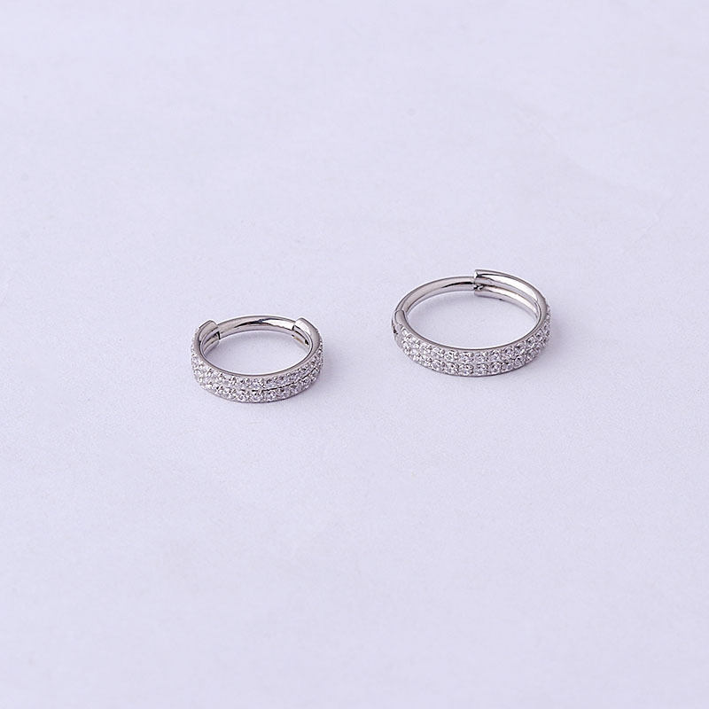 Dropshipping Stocks Sell Piercing Jewelry Titanium Stainless Steel Nose Rings Hinged 2 Rows CZ Lip Clicker Ear Cartilage Tragus