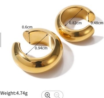 ERESI Wholesale Ins Style Simple Stainless Steel PVD 18K Gold Plate Cuff Earrings Jewelry Daily Nose Ring Ear Cuff for Women