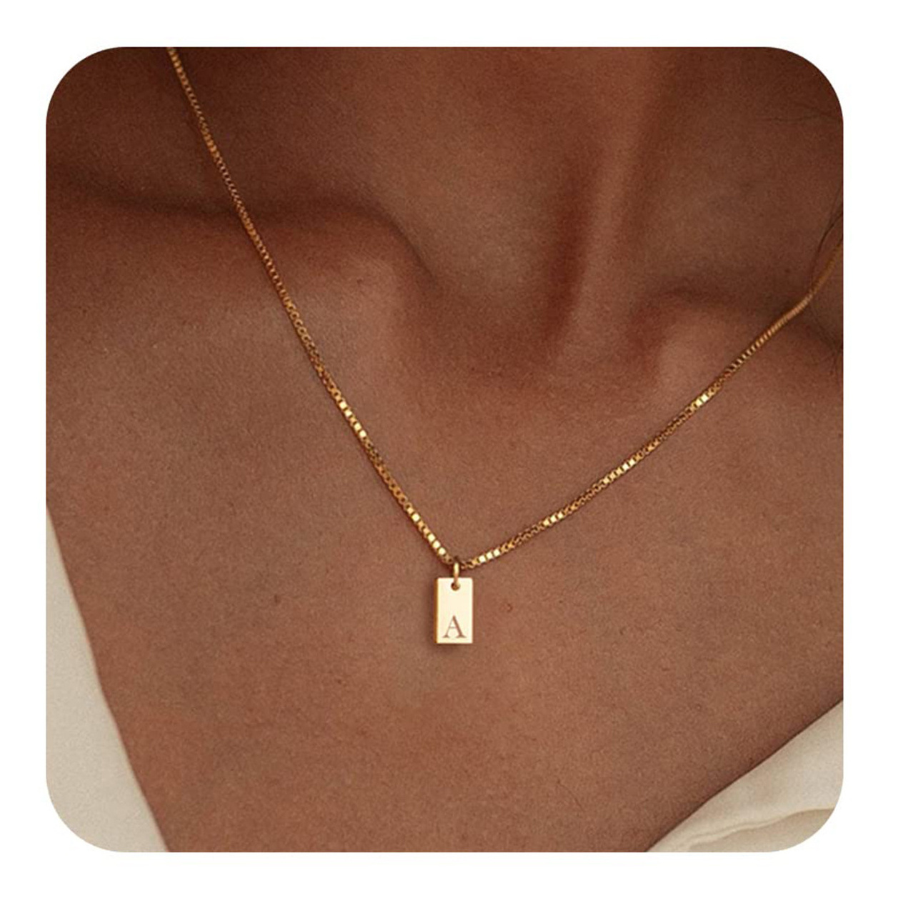 ERESI Dainty Stainless Steel Gold Initial Necklace Women Minimalist Engraved Custom Name Letter Pendant Necklace in Box Chain