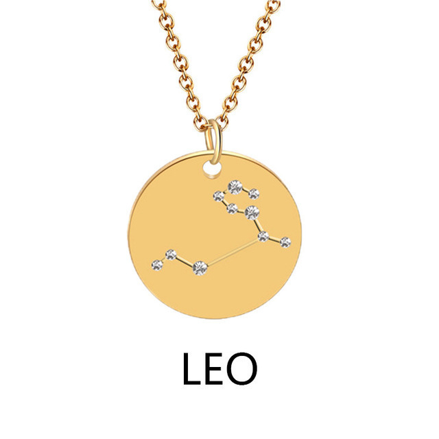 2021 Hot Selling Fashion Jewelry 12 Zodiac Necklace Gold Color Stocks Selling High Quality Stainless Steel Pendant Necklace