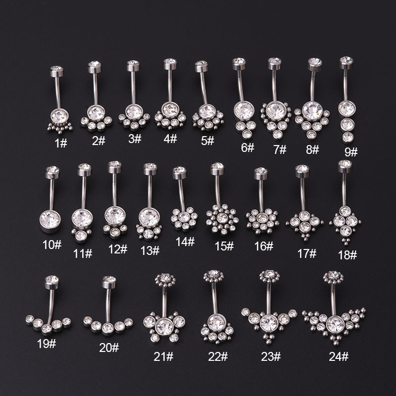 ERESI New curved tragus piercing stainless steel zircon piercing titanium body piercing Jewelry wholesale belly button rings