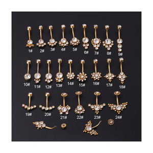 ERESI New curved tragus piercing stainless steel zircon piercing titanium body piercing Jewelry wholesale belly button rings