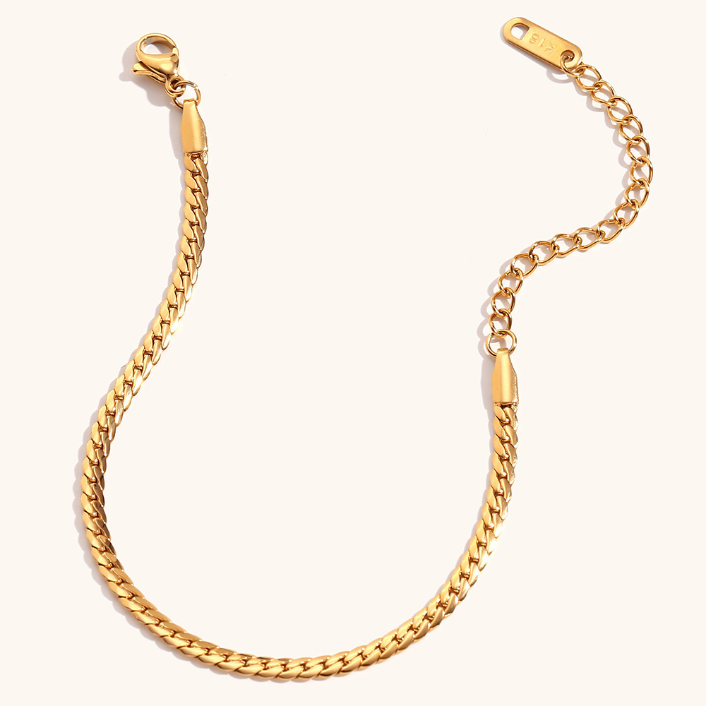 ERESI Wholesale Hot Sale 18K Gold Plated 316L Stainless Steel Cuban Link Figaro Rope Chains Design Gold Bracelet for Women Men