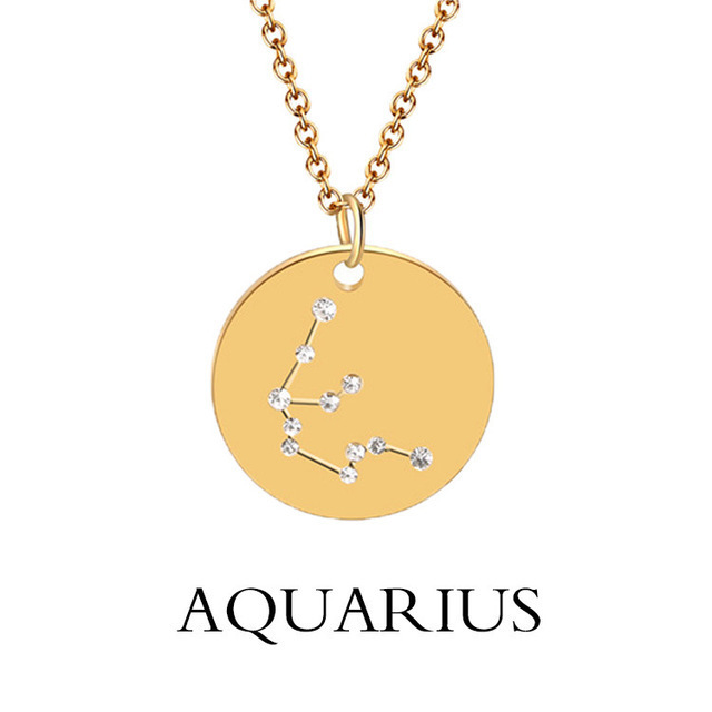 2021 Hot Selling Fashion Jewelry 12 Zodiac Necklace Gold Color Stocks Selling High Quality Stainless Steel Pendant Necklace