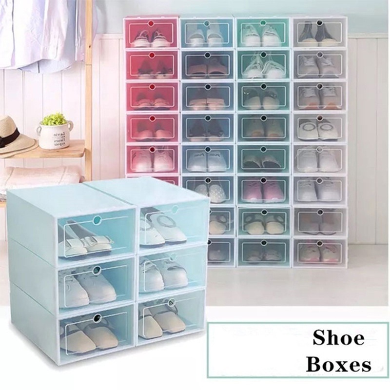 Hot Sale Thick Transparent Storage Shoe Box Dustproof Shoes Clamshell Sliding Door Storage Organizer