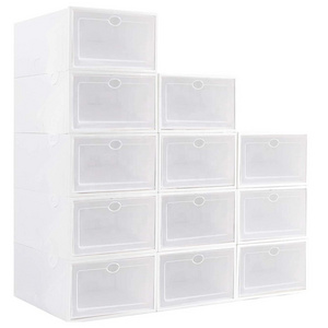 Hot Sale Thick Transparent Storage Shoe Box Dustproof Shoes Clamshell Sliding Door Storage Organizer