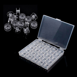 Bobbin Case Plastic Box 25 Pcs Sewing Bobbin Transparent Plastic Empty Bobbins Sewing Machine Spools With Case