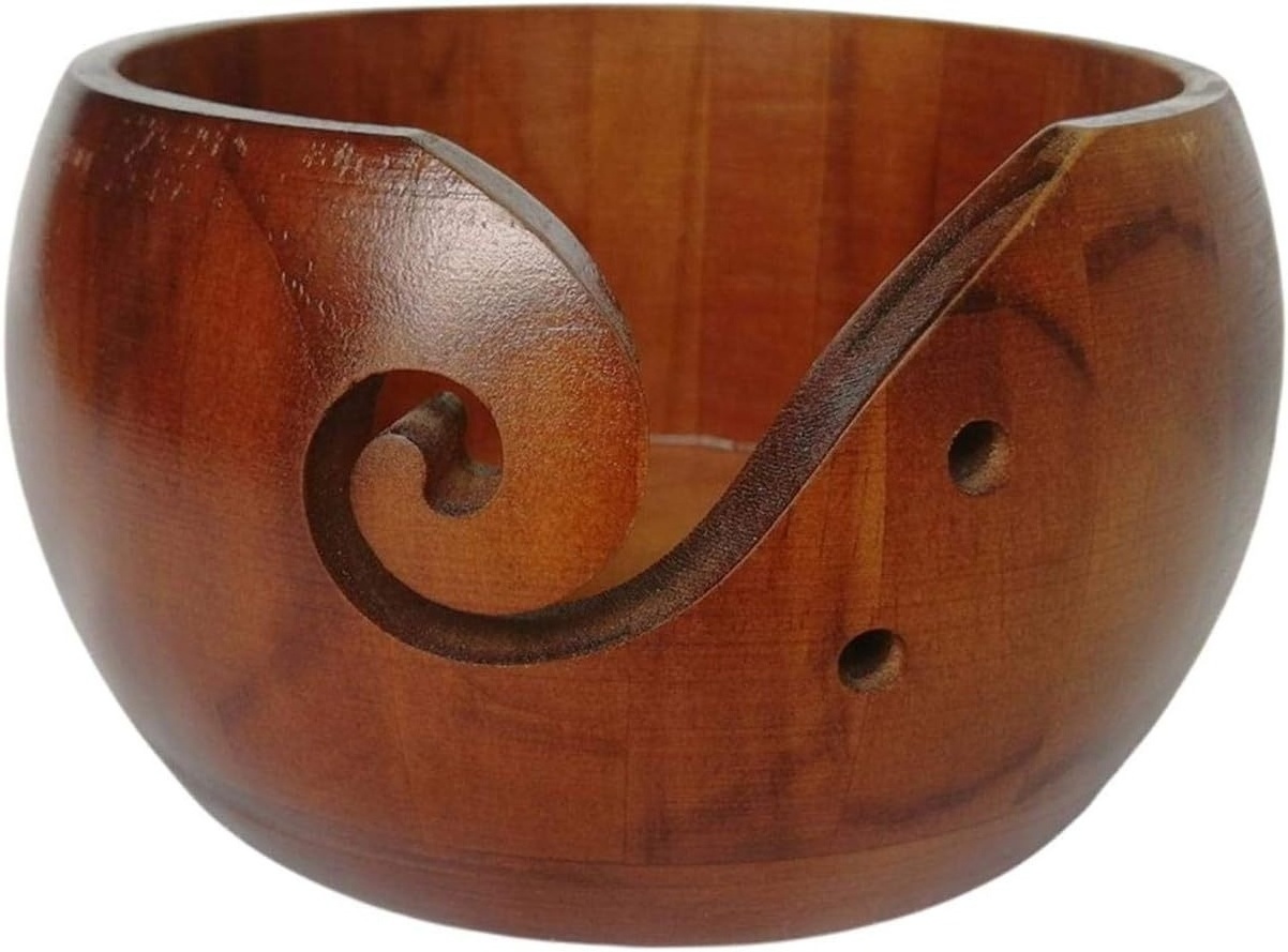 High Quality Eco-friendly Knitting Accessories Wooden Yarn Bowl Crochet Holder Handmade Yarn Storage Bowl fo