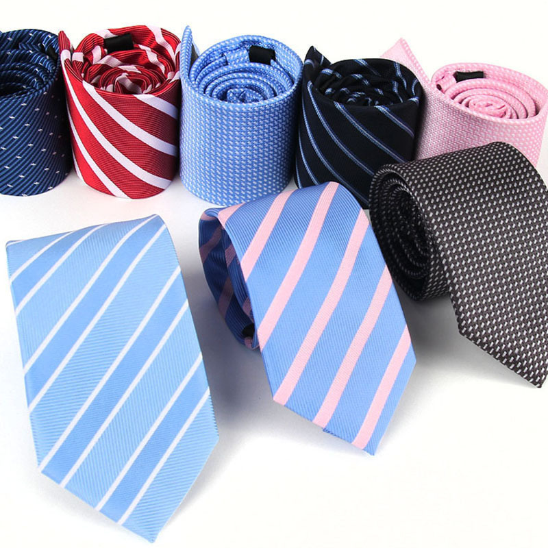 Wholesale Men's Business Casual 7cm Polyester Silk Tie Men's Striped Trend Accessories Formal Necktie