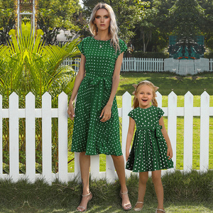 Polka Dot Sleeveless Mother and daughter family matching dress mom mommy and me Clothes Baby Girl Dress Clothing