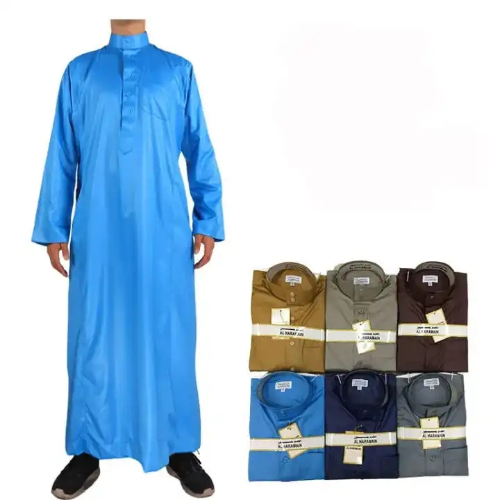 Al Haramain Good Quality shiny material Saudi Jalabya Thobe For Muslim Men Factory Wholesale Haramain Men Islamic Clothing 2023