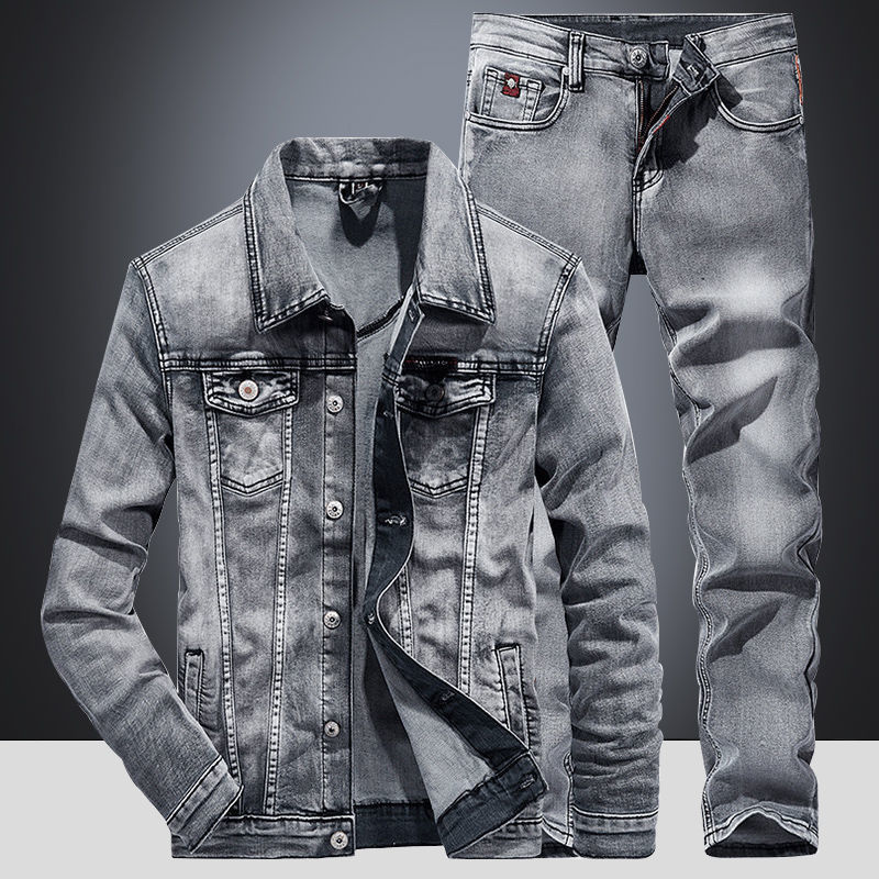 2024 Spring Autumn Denim Mens New Suit Pants 2 Two piece Jeans Set Men's Clothing Pantalones Suits