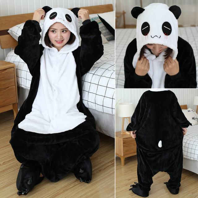 Adults baby penguin animal jumpsuit fleece onesie Panda Pajamas Sets Sleepwear Women Men Winter Kids Cartoon Flannel Pyjamas