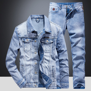 2024 Spring Autumn Denim Mens New Suit Pants 2 Two piece Jeans Set Men's Clothing Pantalones Suits