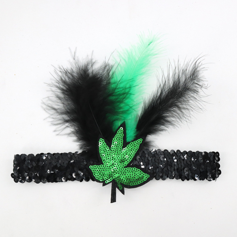 Fleur De Lis New Orleans Saints Purple Yellow Green Black Gold Feathered Sequin Headbands For Mardi Gras st patrick headband