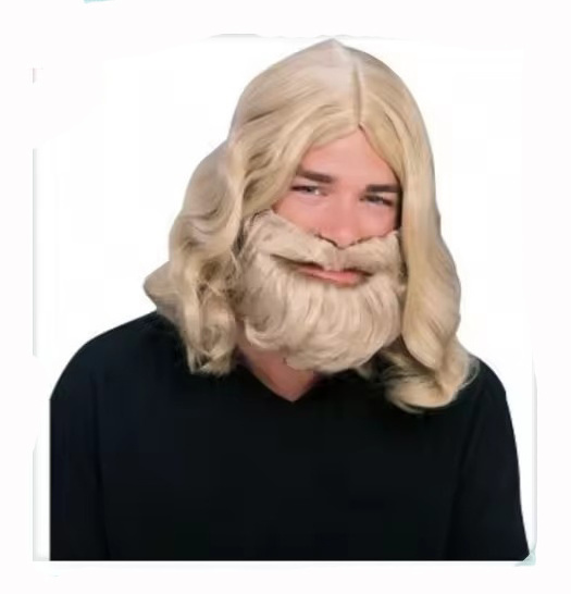 Yak Hair White Wig And Beard Jesus Wiseman Dress Up Costume Adult Biblical Synthetic Beard Wig For men