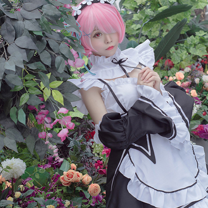 Showman Japan Anime Cosplay Rem Ram Maid Dress Cosplay Party Costume for Women cos dress