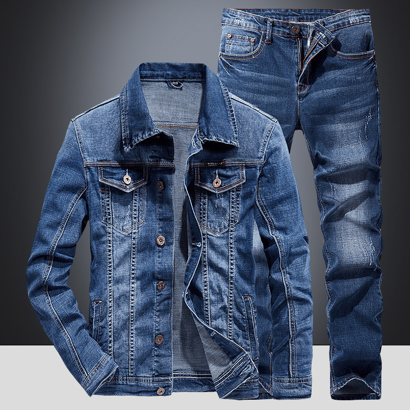 2024 Spring Autumn Denim Mens New Suit Pants 2 Two piece Jeans Set Men's Clothing Pantalones Suits