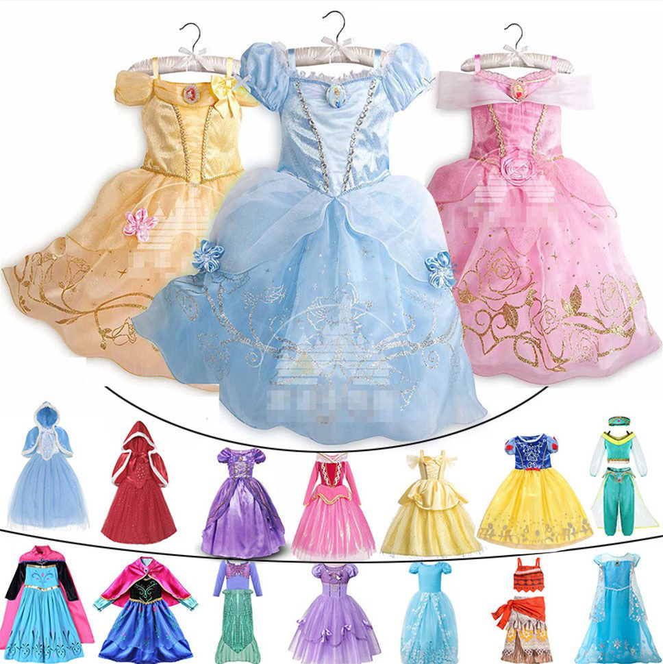 flower girl dresses 6 to 14 year Rapunzel baby girl dress up jasmine kids moana princess dress costume children