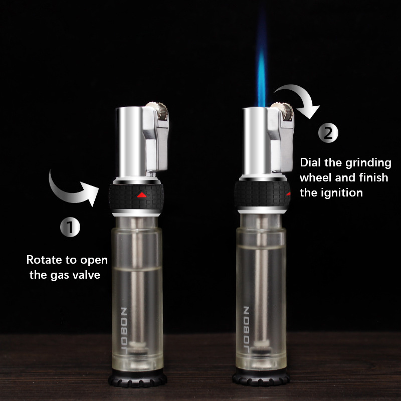 Jobon long strip inflatable windproof lighter lock the fire visible window cigarette lighter