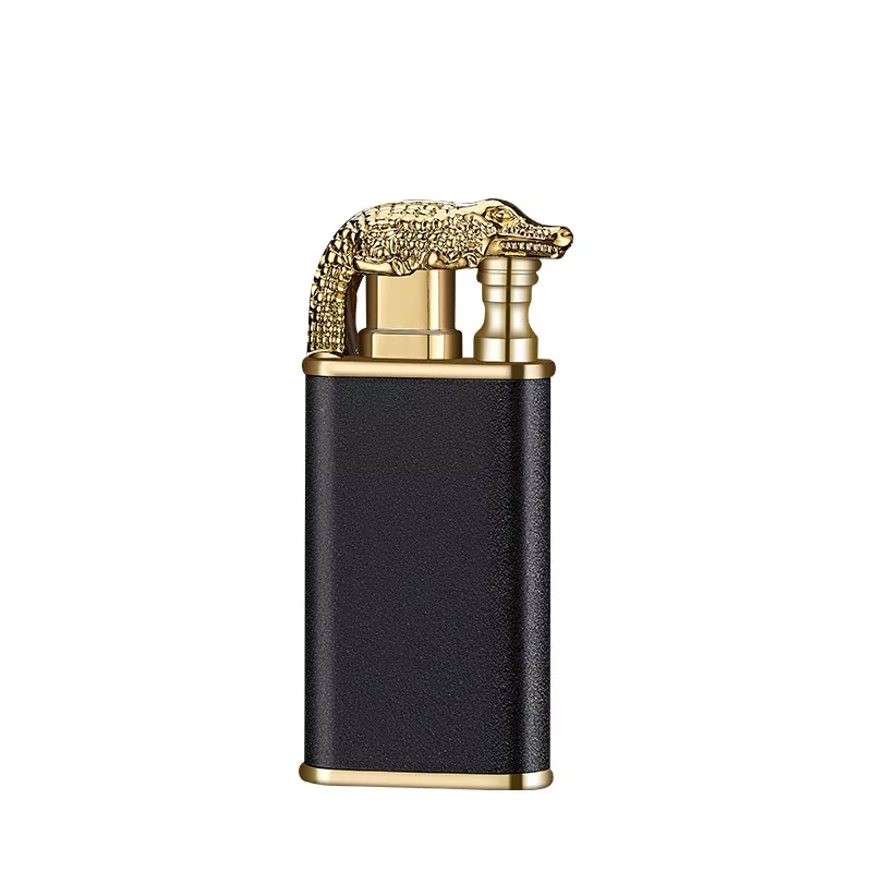 Frosted Crocodile Circulating Gas Filling Igniter Windproof Double Flame Lighter custom logo