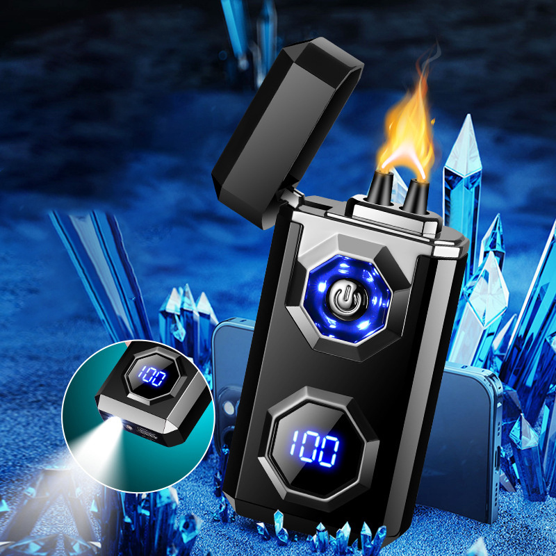 High power arc flame lighter large capacity power display USB rechargeable arc lighter