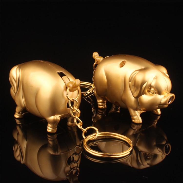 Wholesale New Creative Little Piggy Jet Lighter Butane Gold Pig Inflated Fire Lighter Mini Funny Piggy Gas Lighters