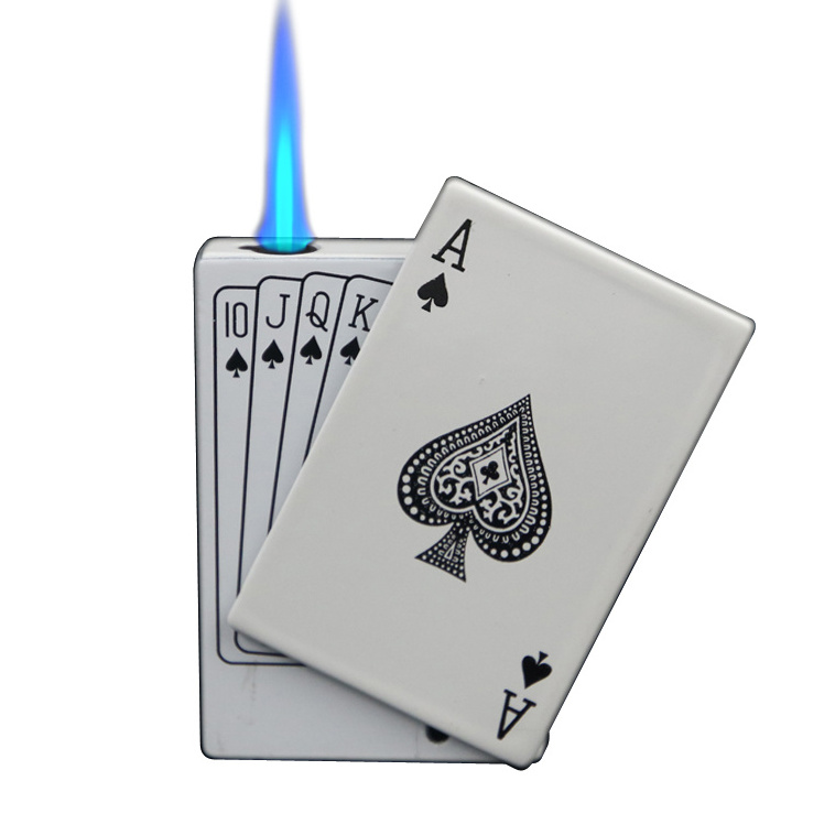 Metal playing card lighter inflatable windproof lighter Joker lighter for cigarette