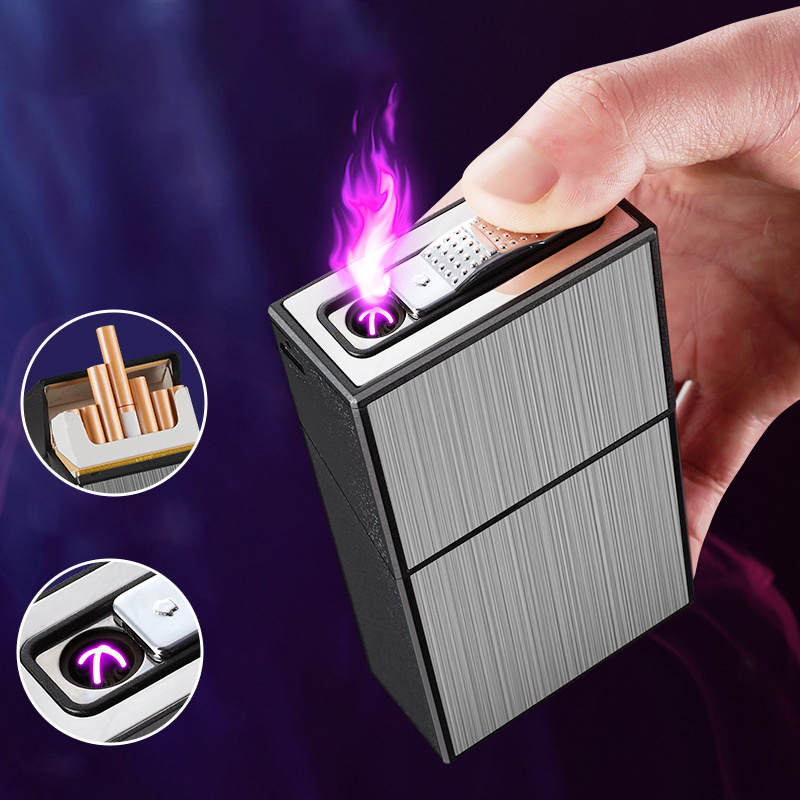 Double Arc Cigarette Case Lighter USB Rechargeable Lighter Packing 20pcs