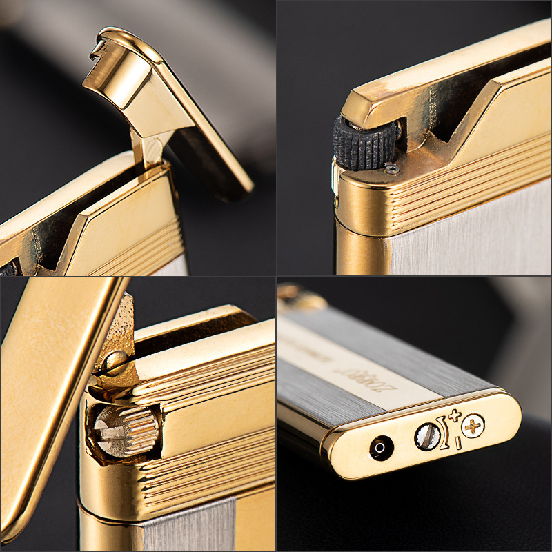 Zorro 6mm ultrathin pure copper case butane gas lighter flame cigarette lighter for men