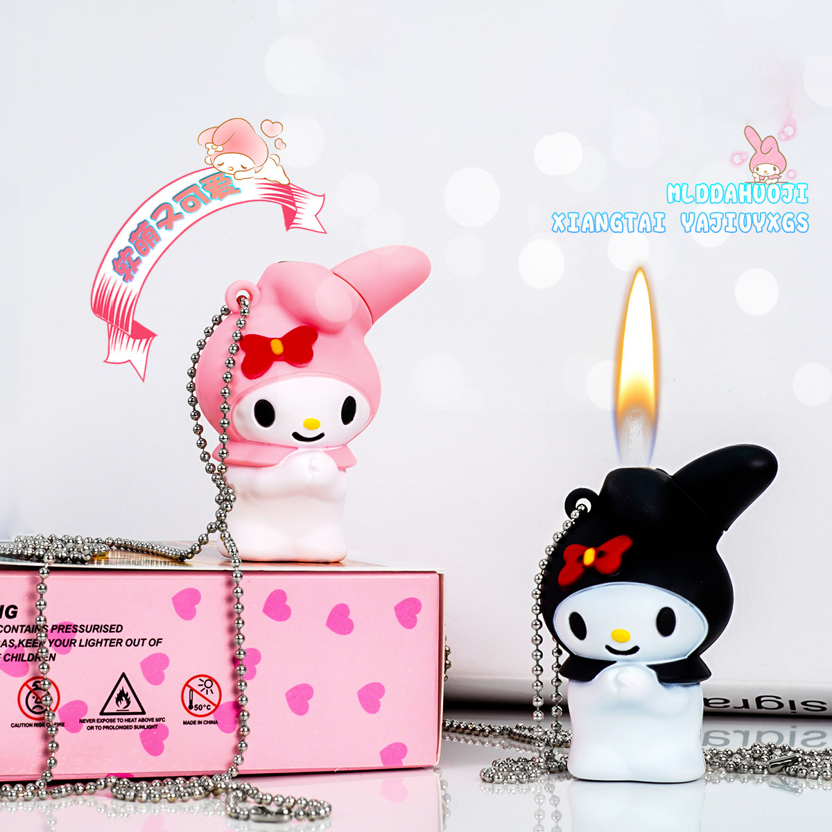 Cute melody lighter Inflatable open flame cartoon necklace lighter