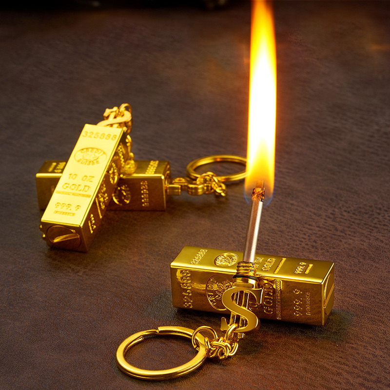 Gold bar ten thousand matches kerosene lighter multi-function keychain oil lighter