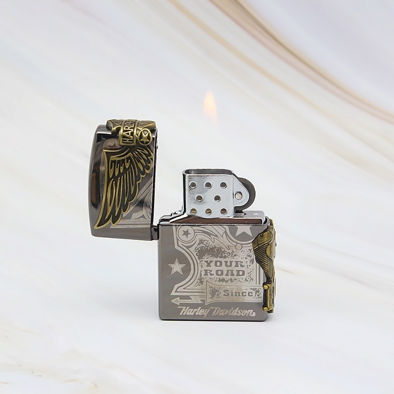 Z-1205 Eagle Pattern Metal Gas Lighter Inflatable Butane Fire Windproof Cigarette Lighter China factory wholesale