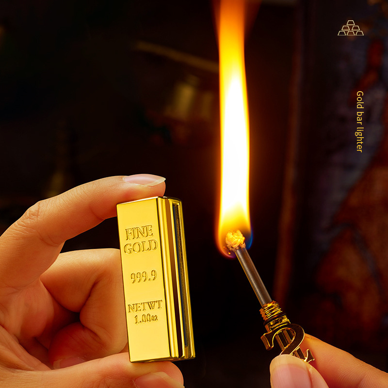 Gold bar ten thousand matches kerosene lighter multi-function keychain oil lighter