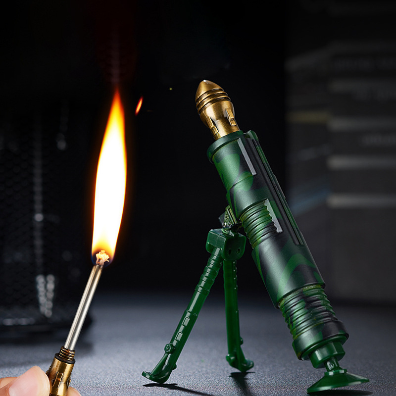 Small plane small mortar creative pendant keychain lighter metal ten thousand matches kerosene lighter