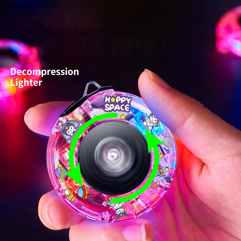 Creative Flash UFO Cute Windproof Lighter Blue Flame Kuromi Lighter