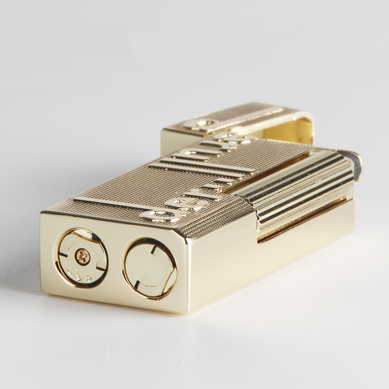 Derui business cigarette lighter butane gas gold color flame lighter