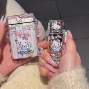 Hello kitty kuromi cigarette case and lighter set transparent cartoon butane gas red flame lighter