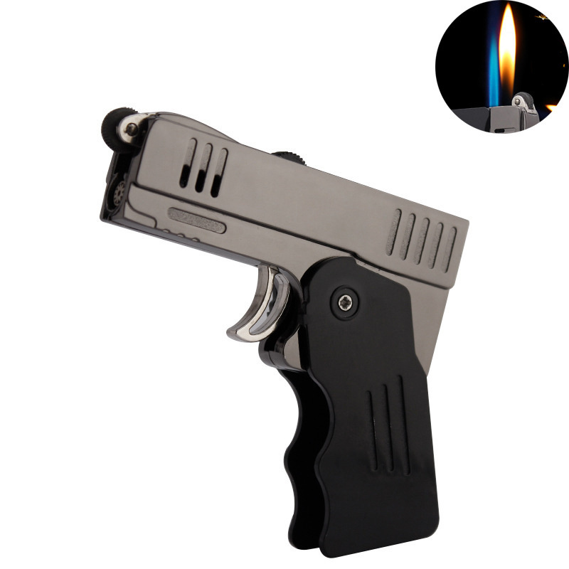 Gun Foldable Lighter Switchable Soft / Jet Flame Cigarette Cigar & Pipe Lighter  butane torch lighters