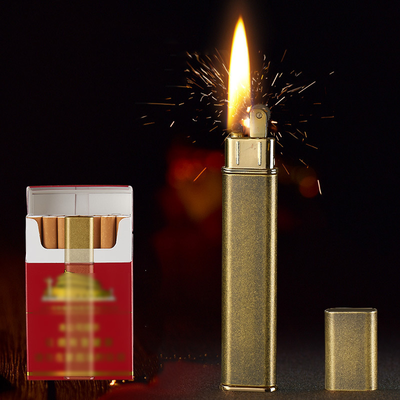 YuBang kerosene lighter brass retro mini easy to carry can be loaded into cigarette box lighter