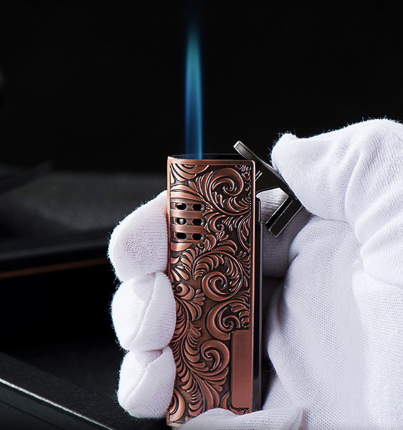 Broad Leaf Flower Metal Lighter Butane Gas Windproof Lighter