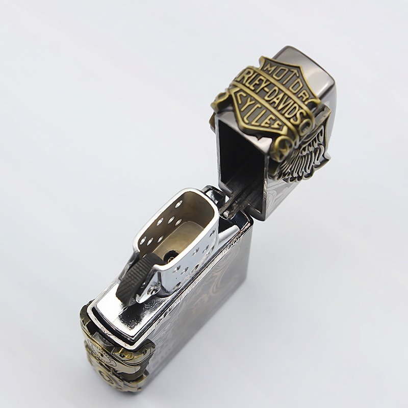 Z-1205 Eagle Pattern Metal Gas Lighter Inflatable Butane Fire Windproof Cigarette Lighter China factory wholesale