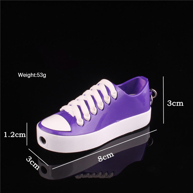 New arrival Creative design canvas shoe shape gas lighter with key chain Flat shoes inflatable lighter