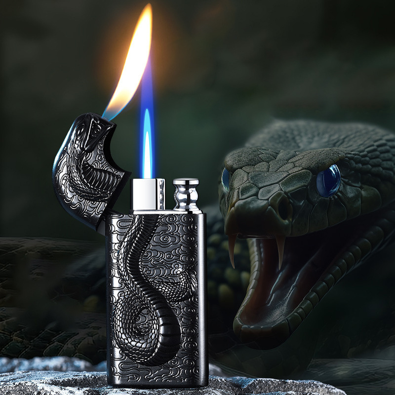 Snake king double fire lighter meta torch conversion open flame inflatable lighter