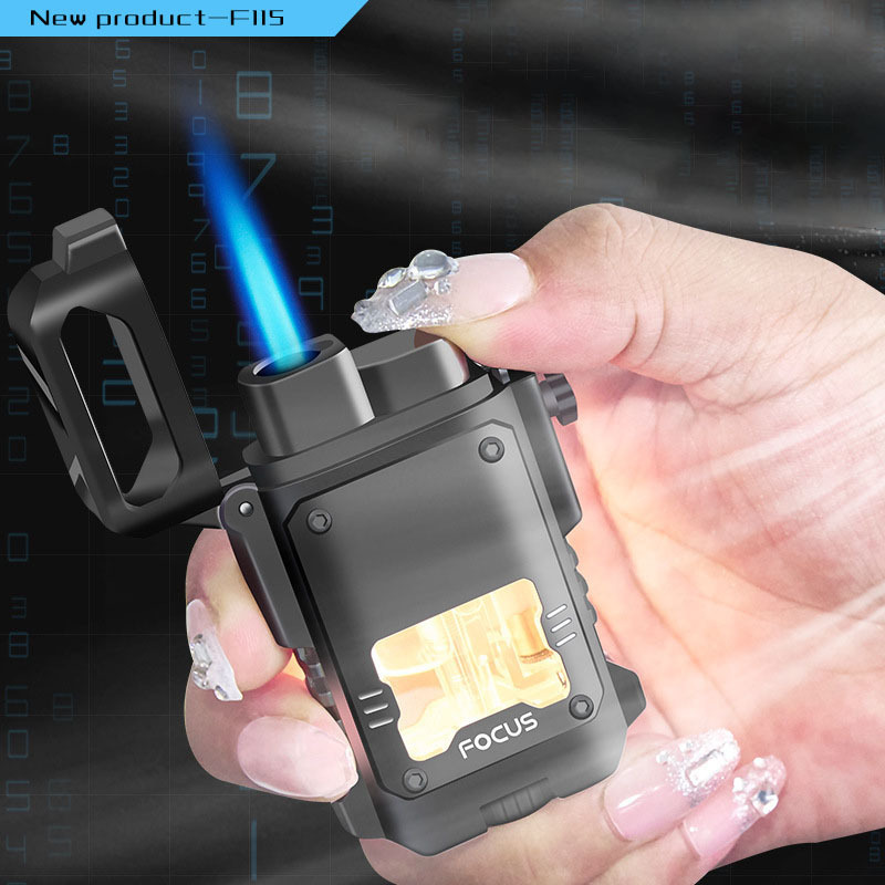 FOCUS Metal gas lighter windproof flash blue flame torch lighter