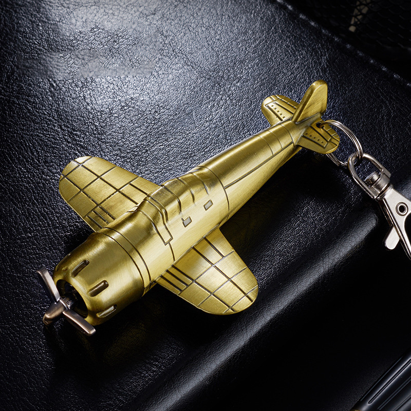 Small plane small mortar creative pendant keychain lighter metal ten thousand matches kerosene lighter