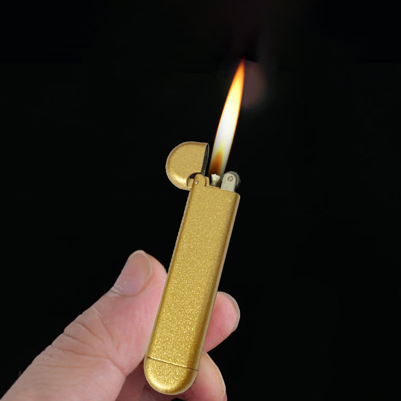 Retro grinding wheel kerosene lighter copper ultra-thin compact lighter