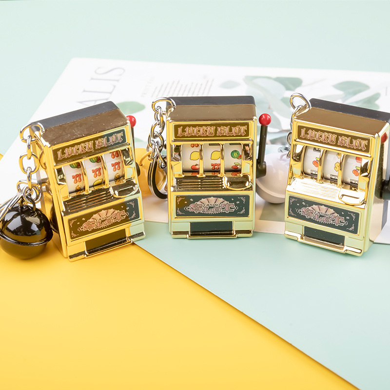 Mini Game Fruit Machine Slot Machine Bell Keychain Jewelry Cartoon Cut Backpack Pendant Camera Shape Keychain For Boy